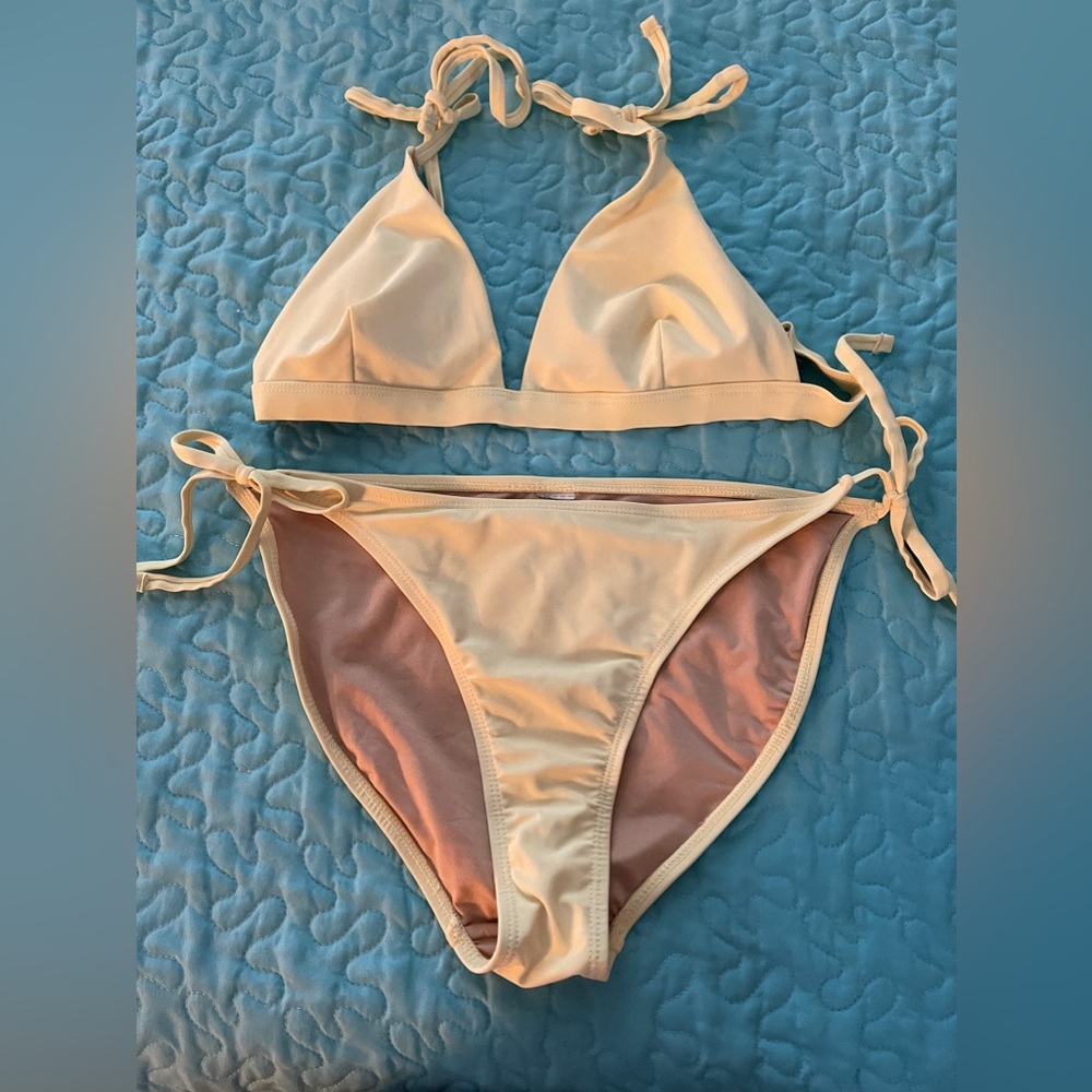 Barely Worn Old Navy Yellow High Waisted bottom Soft Bathing Suit tri top, S